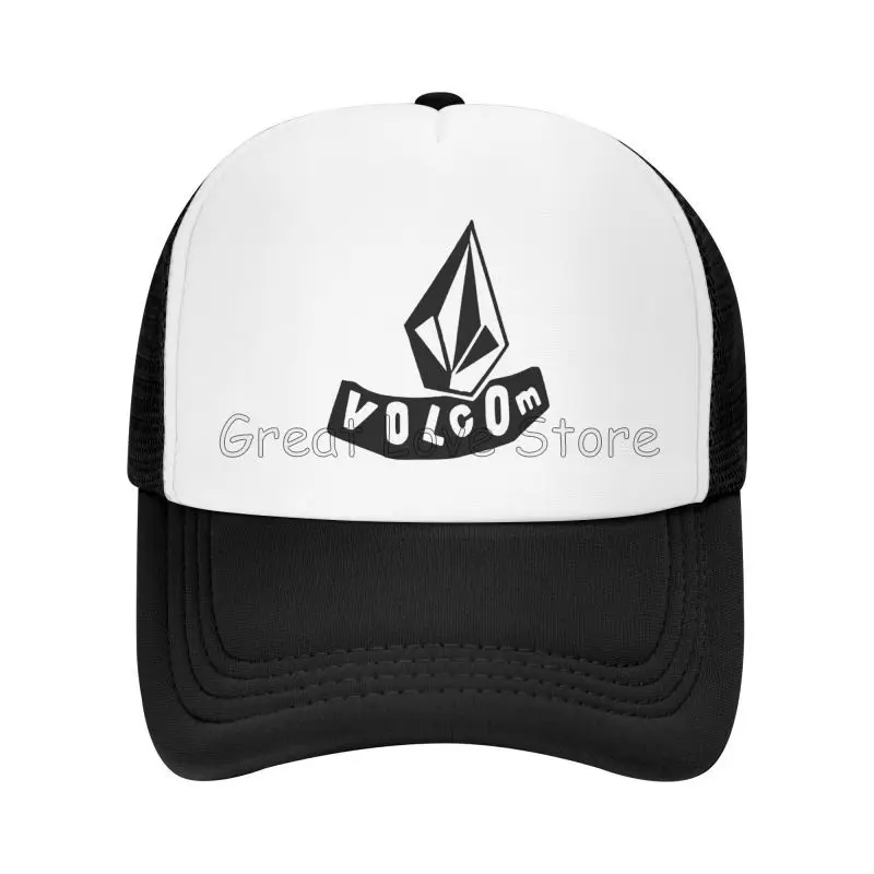 Custom Volcoms Logo Print Mesh Baseball Caps Summer Outdoor Breathable Sun Protection Hat Unisex Adjustable Snapback Cap
