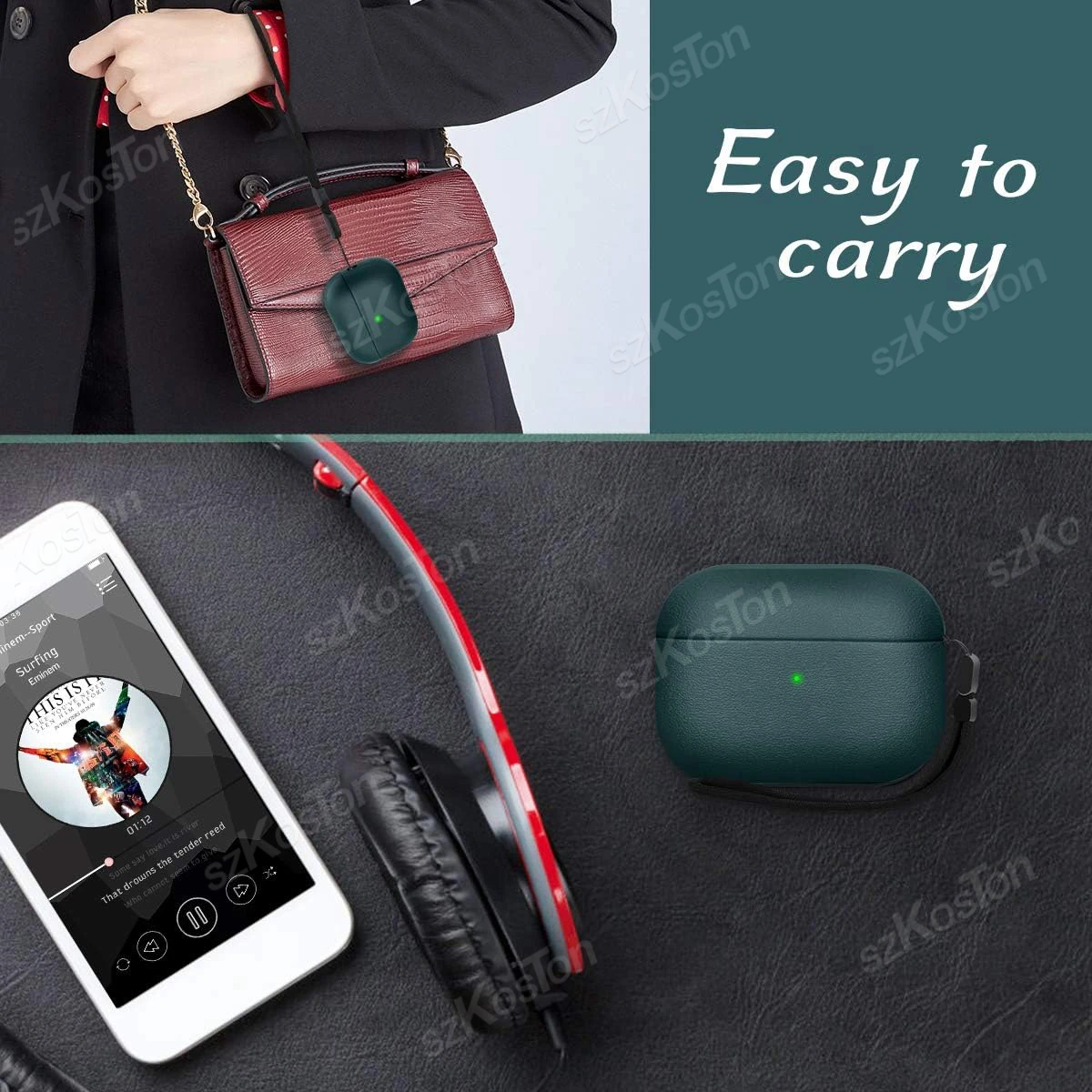 Casing Pelindung Bertekstur Kulit PU untuk Airpods Pro 3 Penutup Lembut Seluruh Badan dengan Tali Penyandang Anti Jatuh Anti Selip Kulit Pelindung