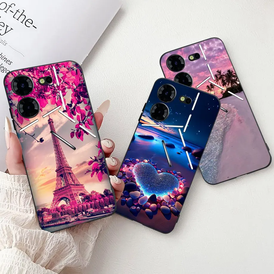 لينة ماتي سيليكون الغطاء الخلفي ل Tecno Pova 5 برو 5 جرام LH8n جراب هاتف الرخام القوطية نمط زوجين الكرتون كابا ل Pova5 5 برو