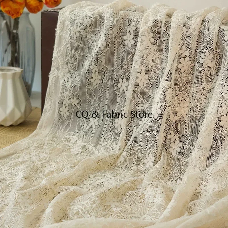 

Абрикосовая весенне-летняя сетчатая вышитая кружевная ткань для свадебного платья, женская юбка, платье, ткань, дизайнерская ткань на метр
