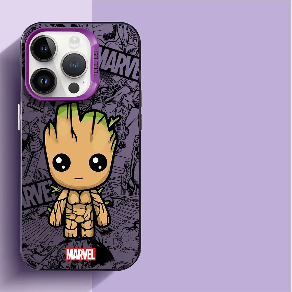 Luxury Original Marvel spiderman Groot Phone Case for iPhone 14 Plus XS Max 13 XR X 15 Pro Max 11 12 Pro 15 Plus Soft Cover