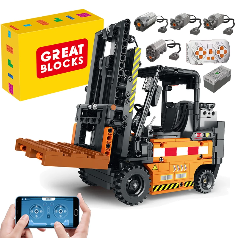 

Technical Expert High-tech Engineering Car RC Remote Control Mechanical Forklift Moc Bricks Model Building Blocks Reobrix 22002