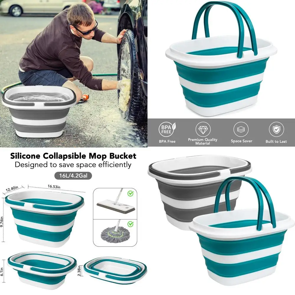 

Складной набор ведер для швабры емкостью 16 л, портативный органайзер для белья для дома, автомобиля, кемпинга и рыбалки