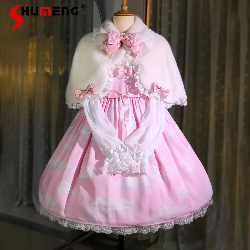 

Japanese Rojita Style Princess Diary Lolita Shawl Cape Cloak Everyday Joker Autumn And Winter Bowknot Short Chaquetas De Mujer