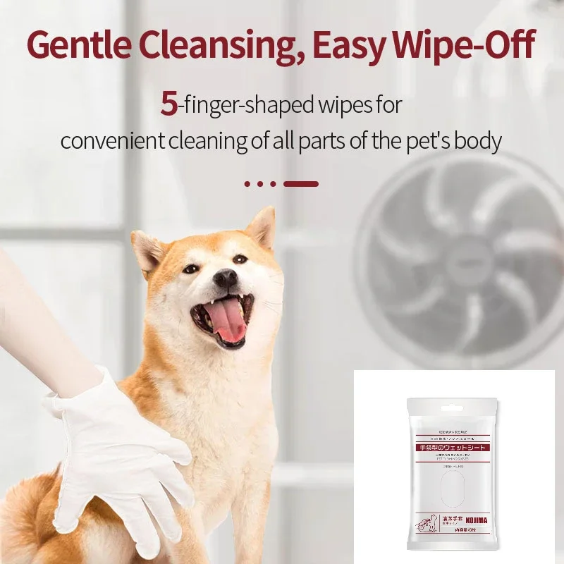 

6pcs/bag Leave-in Pet Glove Wipes Pack Disposable Glove Towel Deodorizing Dry Cleaning Cat and Dog Wet Towel Pet Supplies