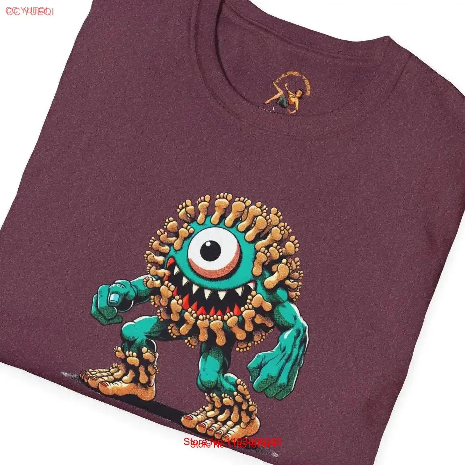 تي شيرت Foot Monster Feet Weirdcore مضحك للهالوين عتيق مغسول وجيد التهوية برسومات عصرية مريحة #1