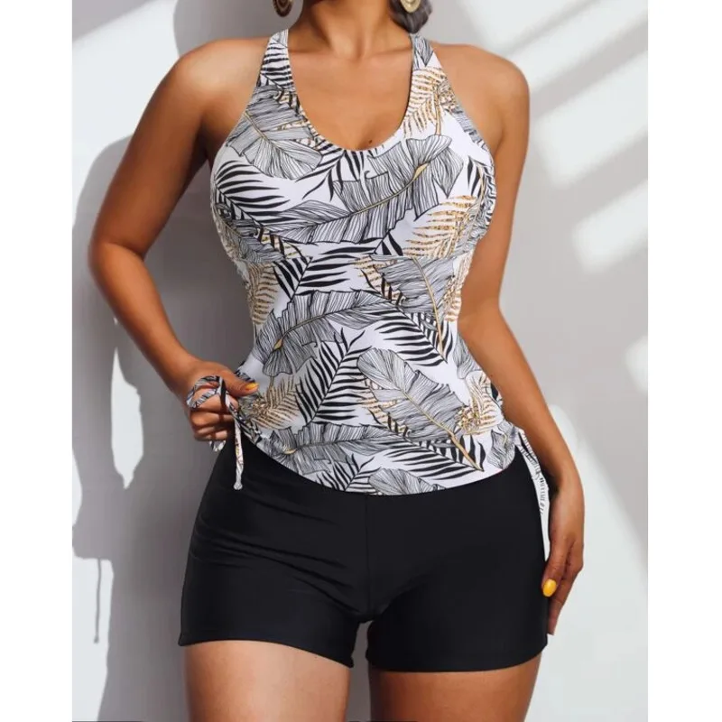 Summer 2025 Swimsuits Closed Tankini Sets Female Swimwear Push Up Beach Wear Two Piece Bathing Suits Pool Women's Swimming Suit