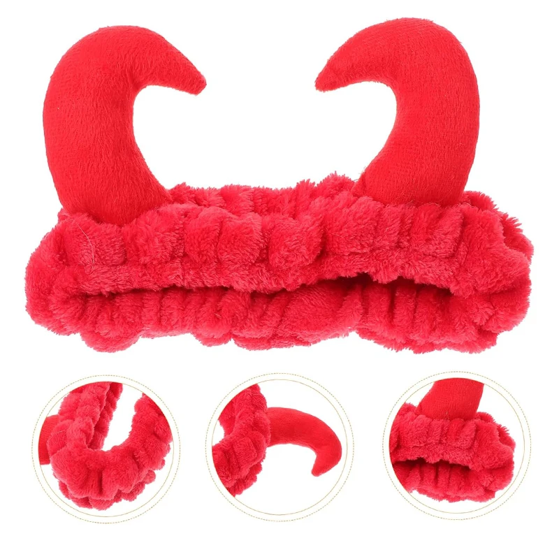 Spa Headband Devil Horn Facial Headband Plush Cosmetic Makeup Headband Washing Face Hair Bands Shower Yoga Head Wraps