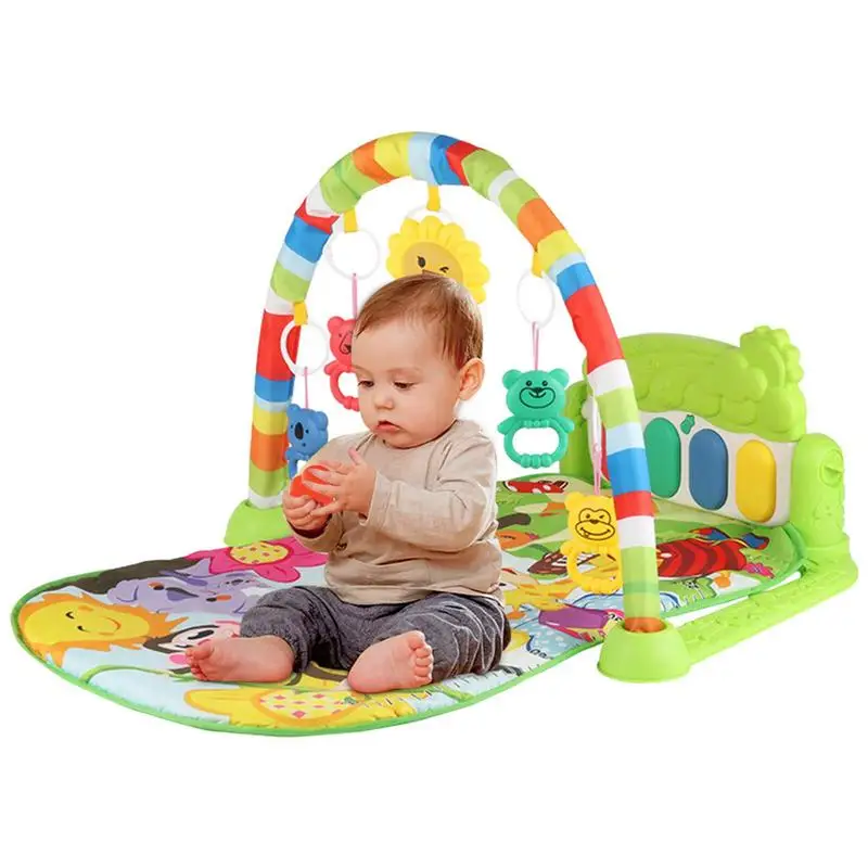 Baby Gym Play Mat Infant Learning Sensory Toys Newborn Activity Gym Lay & Play 3 in 1 Fitness Music and Lights Fun Piano for