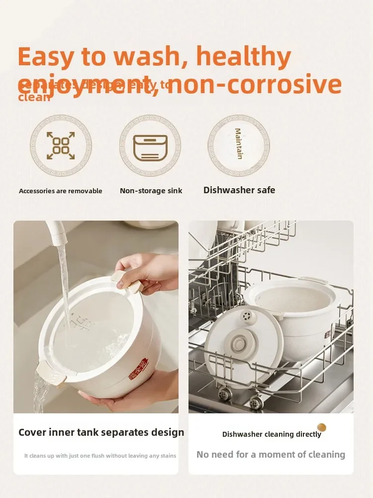 220 V 2 l elektrischer Reiskocher ohne Beschichtung, Keramik-Innenhaushaltsgeräte für die Küche, Multikocher