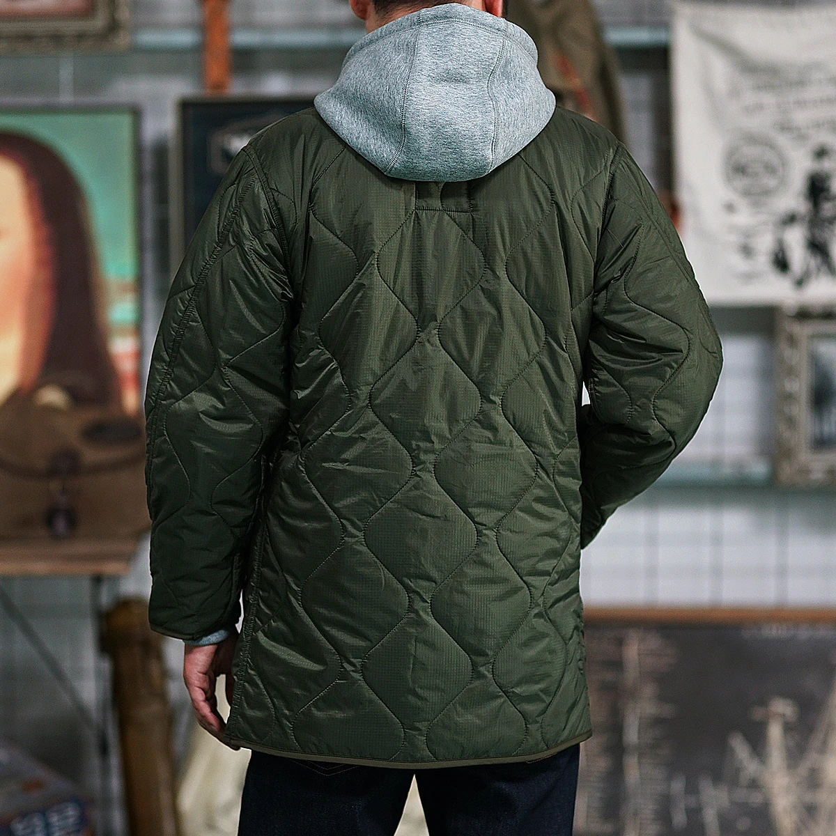 Men's Quilted Jacket Plaid Thick Warm Military Casual Autumn Winter Streetwear Vintage Parkas