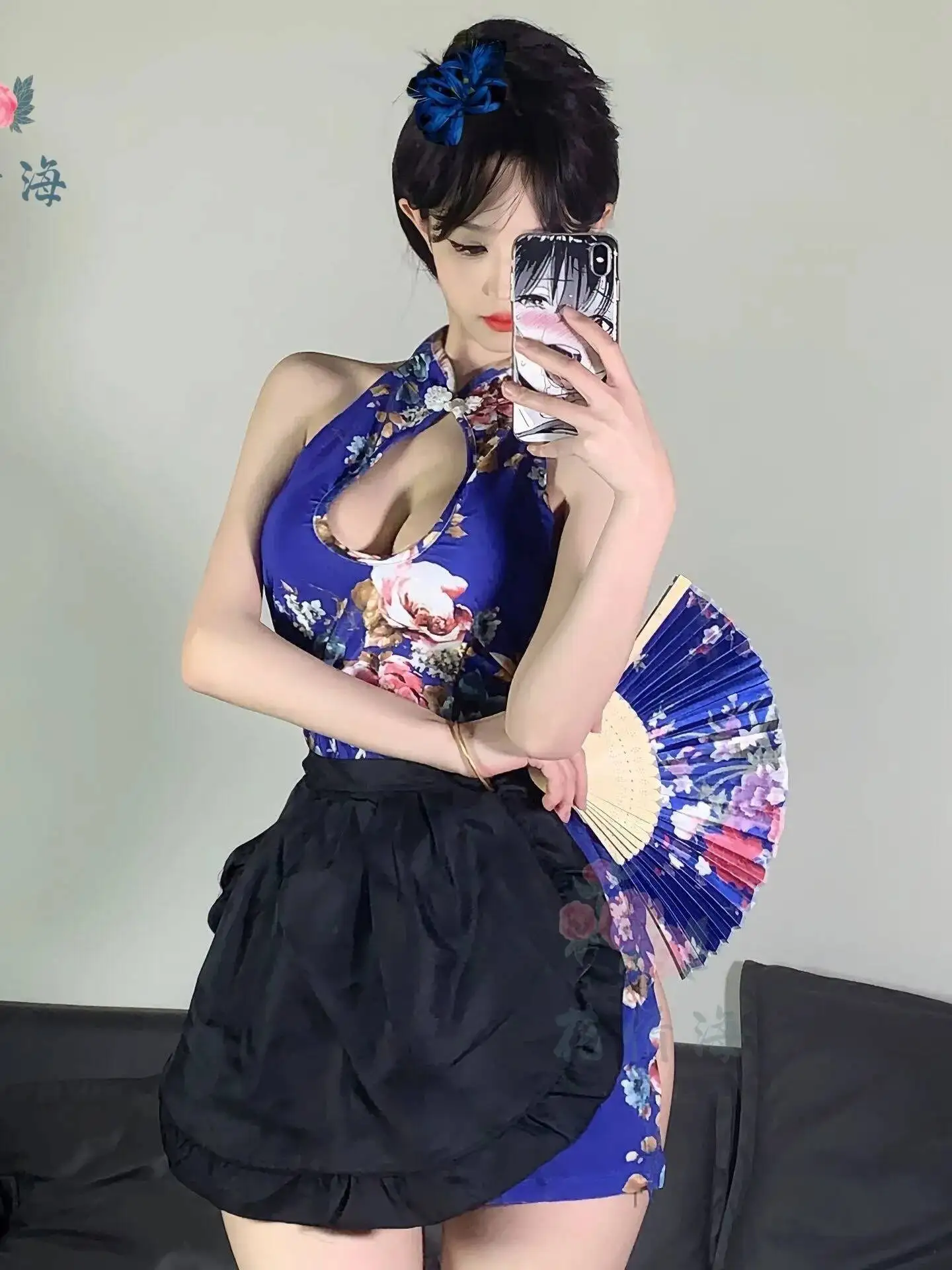 Floral Sexy puro deseo bordado estilo antiguo Cheongsam uniforme ropa de dormir vestido elegante tanque Mini vestido 2025 partes superiores nuevas AG56