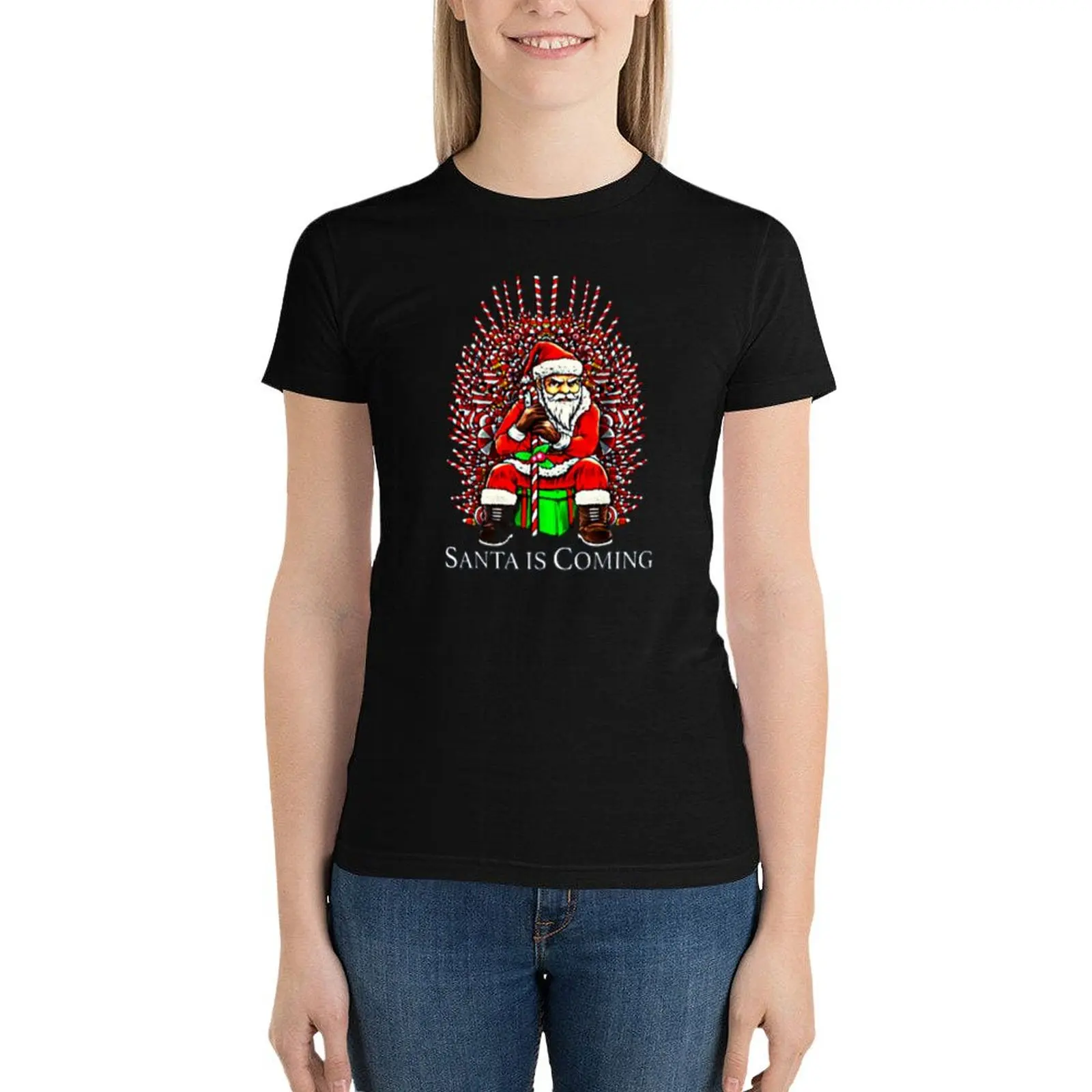 

Christmas Is Coming Santa Candy Cane Throne,Christmas,Santa Candy,Merry Christmas,Mother,Father,Mother Gift, T-Shirt