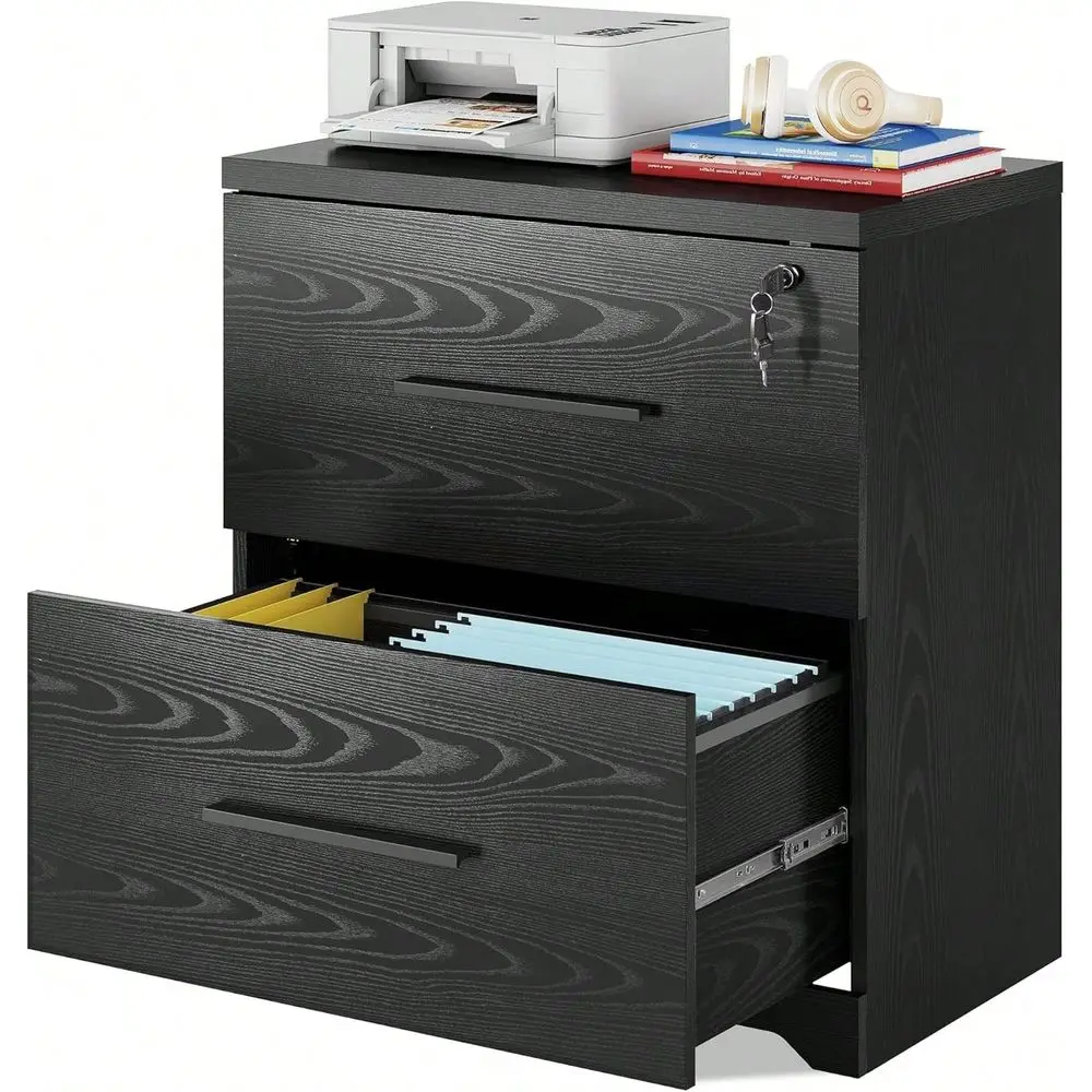 

Office Storage Cabinets And ShelvingWood Lateral File Cabinet With Lock For Office Home, Black,23240202