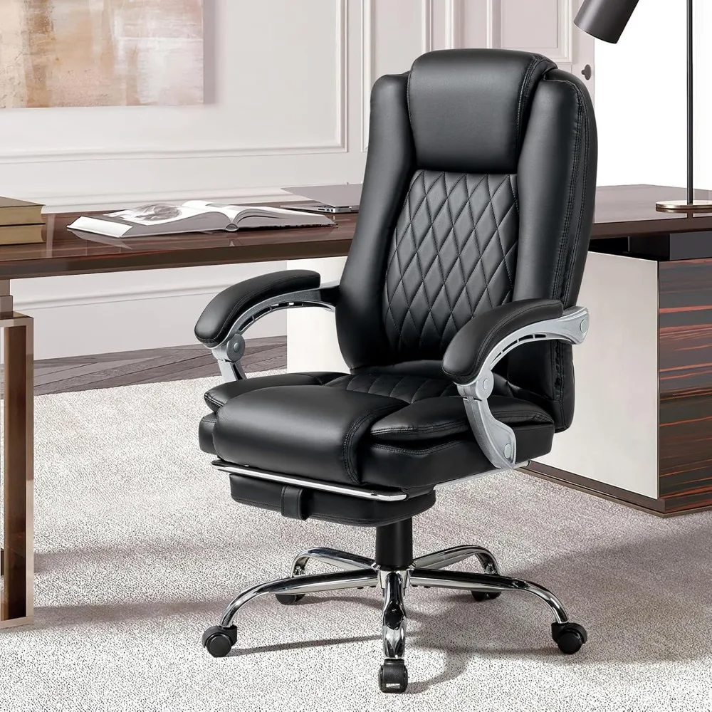 Silla de oficina de masaje con reposapiés: silla ejecutiva ergonómica, silla de escritorio de cuero reclinable con respaldo alto con 135 °   Encuentro, 400 L