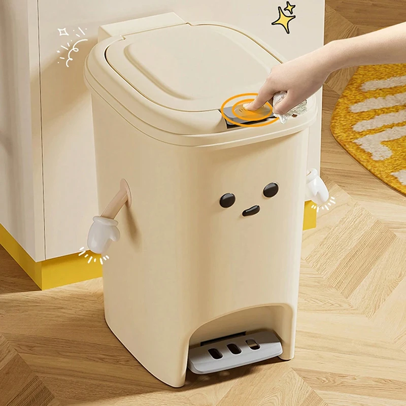 Large Capacity Trash Can Cute Creativity Non-slip Bottom Strong Bearing Capacity Garbage Bucket Square Dustbin Kitchen