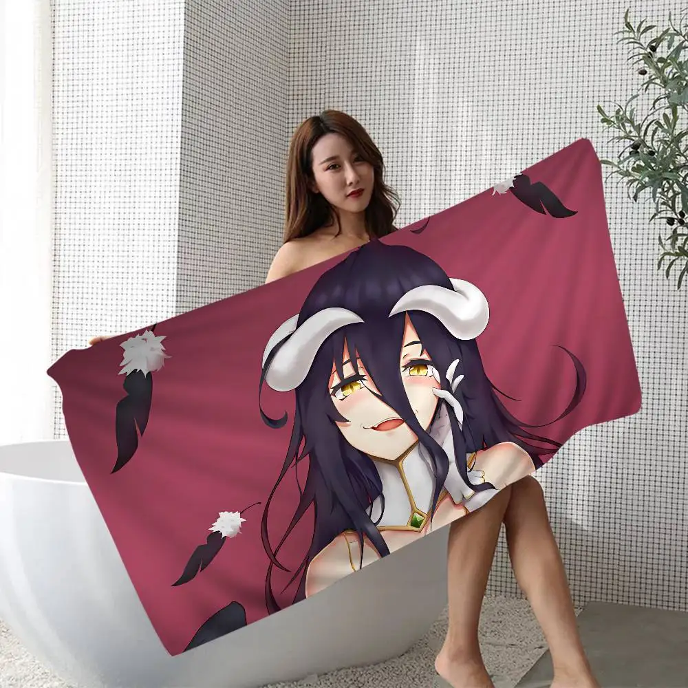 Gamer Albedo Anime Sexy Girls Microfiber Beach Towel Absorbent Quick dry Soft Yoga Swimming Resort Mountain Climbing Towel