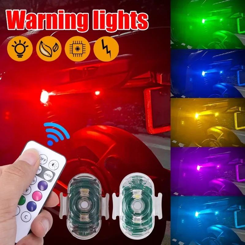 Car LED Flashing Warning Light Wireless Remote Control Universal Motorcycle Rainbow Flashing Warning Light Auto Motorcycle Lamps