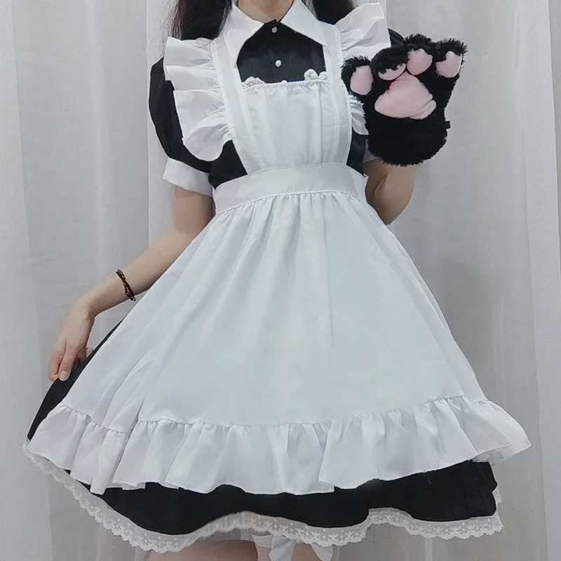 Japanese Short Skirt Lolita Black and White Maid Costume Cute Daily Cosplay Restaurant Cafe Maid Party Festival Stage Costume