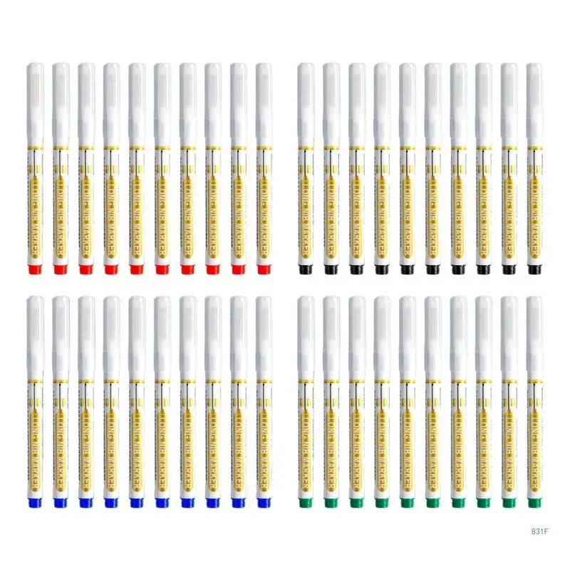 Long Head Deep Hole Marker Reach Permanent for Woodworking & Tile Marking 10Pack Long Nose Pens with Deep Hole Designs