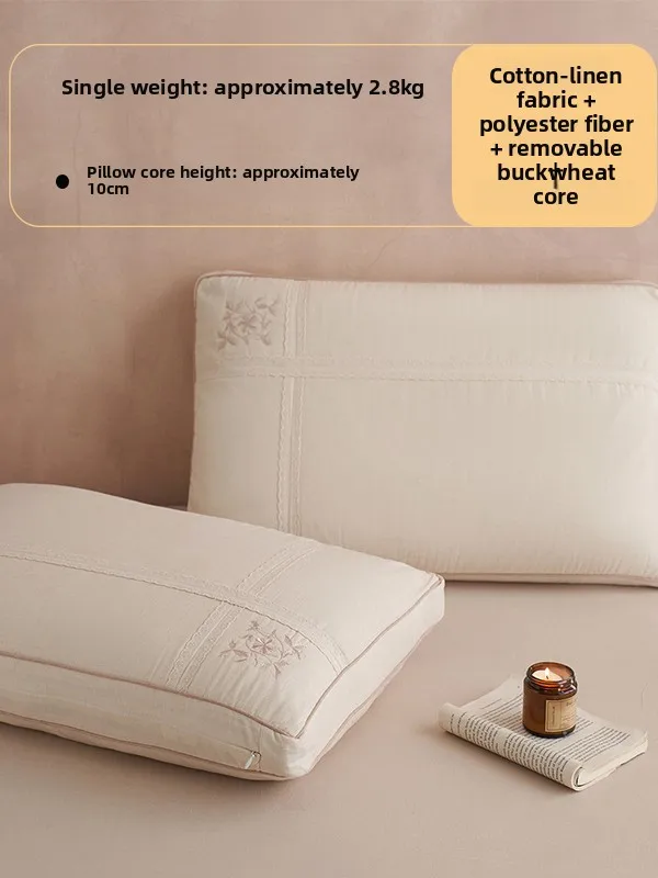 

Подушка из льняной ткани с ржаным волокном, не провисает, для взрослых, для домашнего использования, высокая, прямоугольная, с наполнителем...