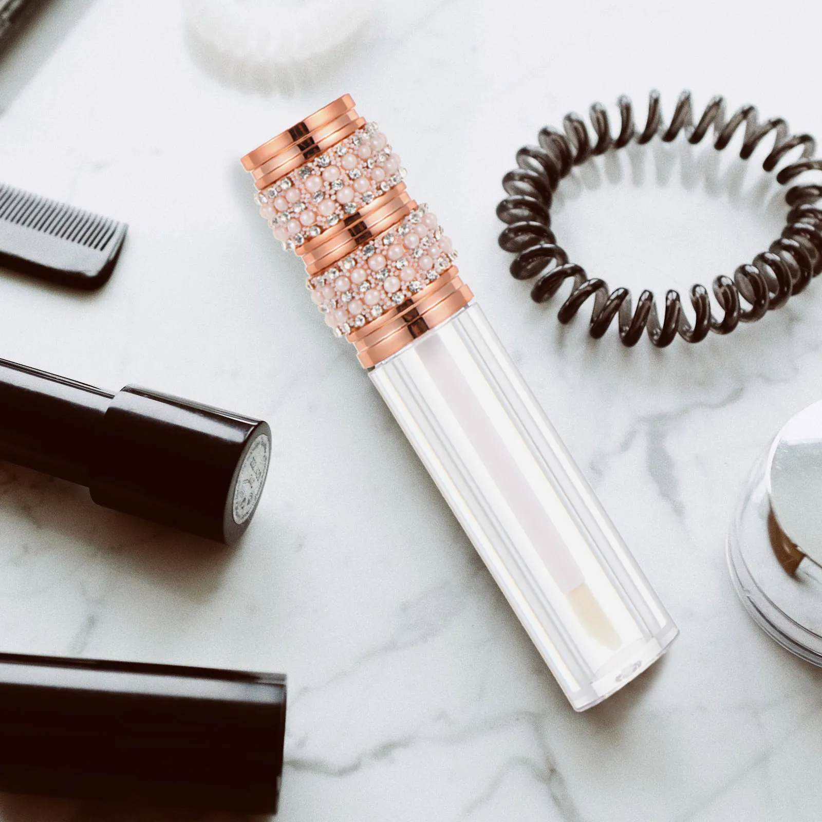 Tubes de brillant à lèvres rechargeables, 5 pièces, matériau Premium, petites bouteilles de baume à lèvres portables pour le stockage du rouge à lèvres, bouteille de rouge à lèvres