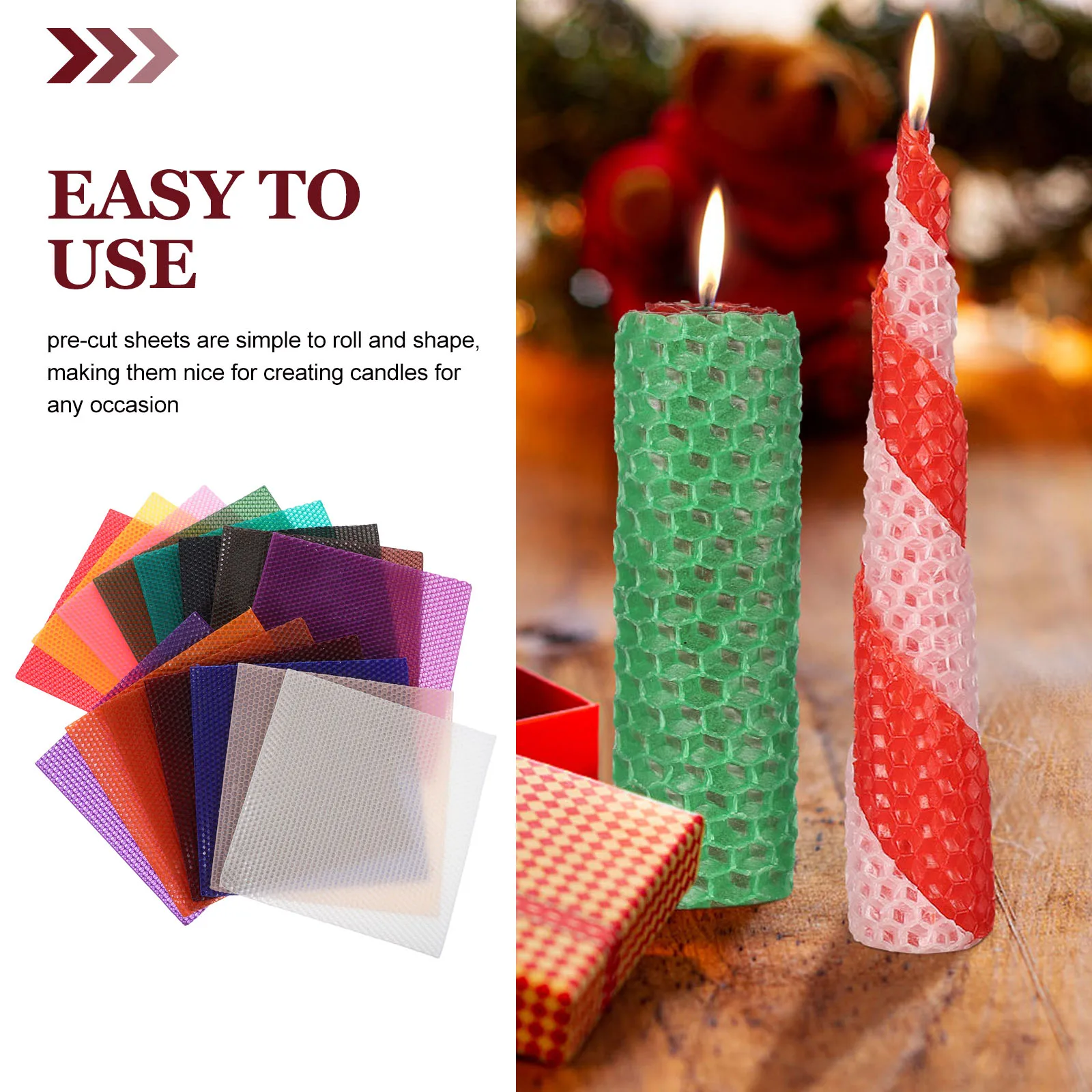 

15 Sets Rolled Beeswax Candle Sheets With 22cm Wicks, DIY Candle Making Wax Sheets Beeswax Candle Pieces Candlewick Christmas