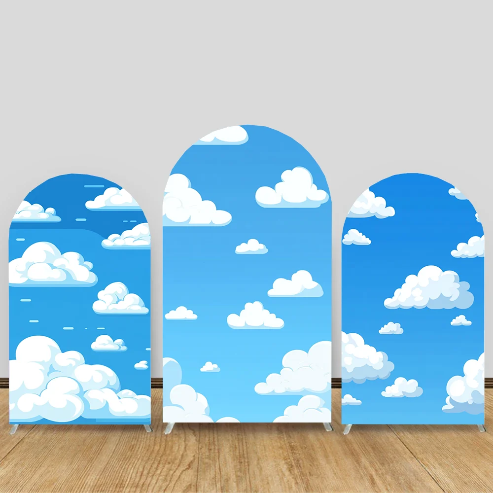 

Photo Backdrop Photography Arch Cover Blue sky and White clouds Background Baby Shower Birthday Party Photobooth Decor