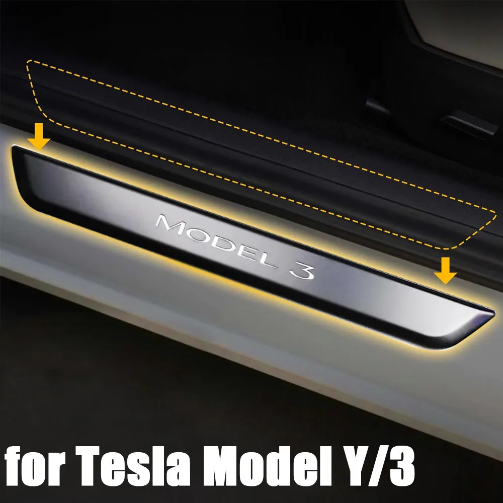 Per Tesla Modello 3 Modello Y Davanzale della porta anteriore posteriore Decorazione Wrap Cover per Tesla Modello 3 2021 Accessori Pedale Striscia