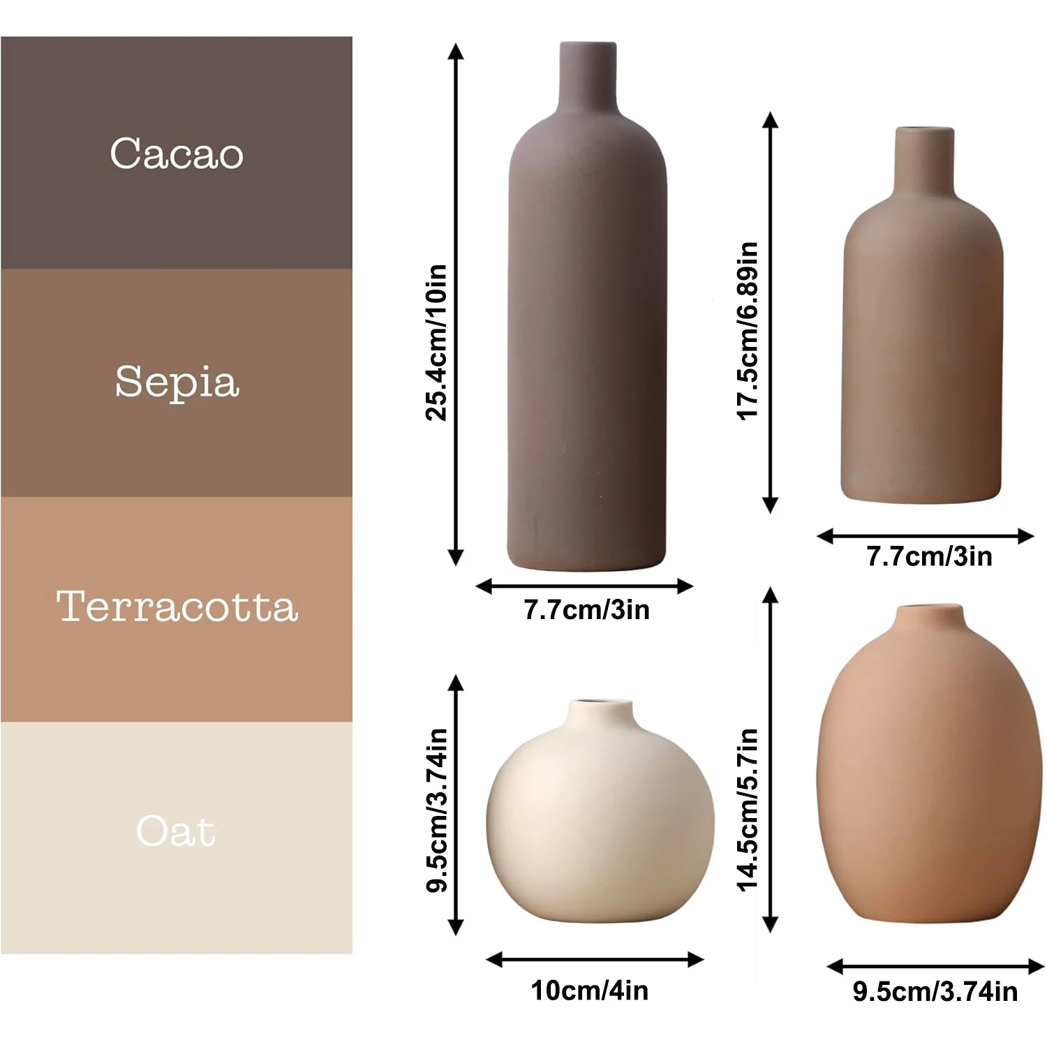 مجموعة مزهرية سيراميك محايدة لديكور المنزل في المزرعة، مزهريات زخرفية ريفية لقطع مركزية لغرفة المعيشة بوهو، ديكور المدخل