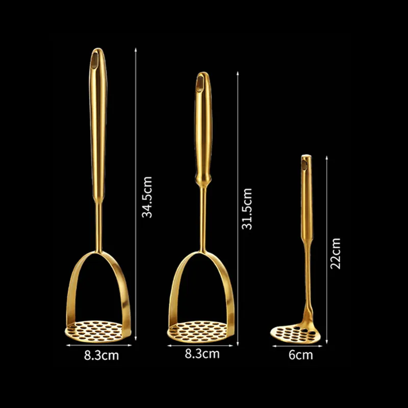 Gold Stainless Steel Potato Masher Pressed Ricer Smooth Mashed Manual Crusher Fruit Vegetable Tools Home Kitchen Gadgets