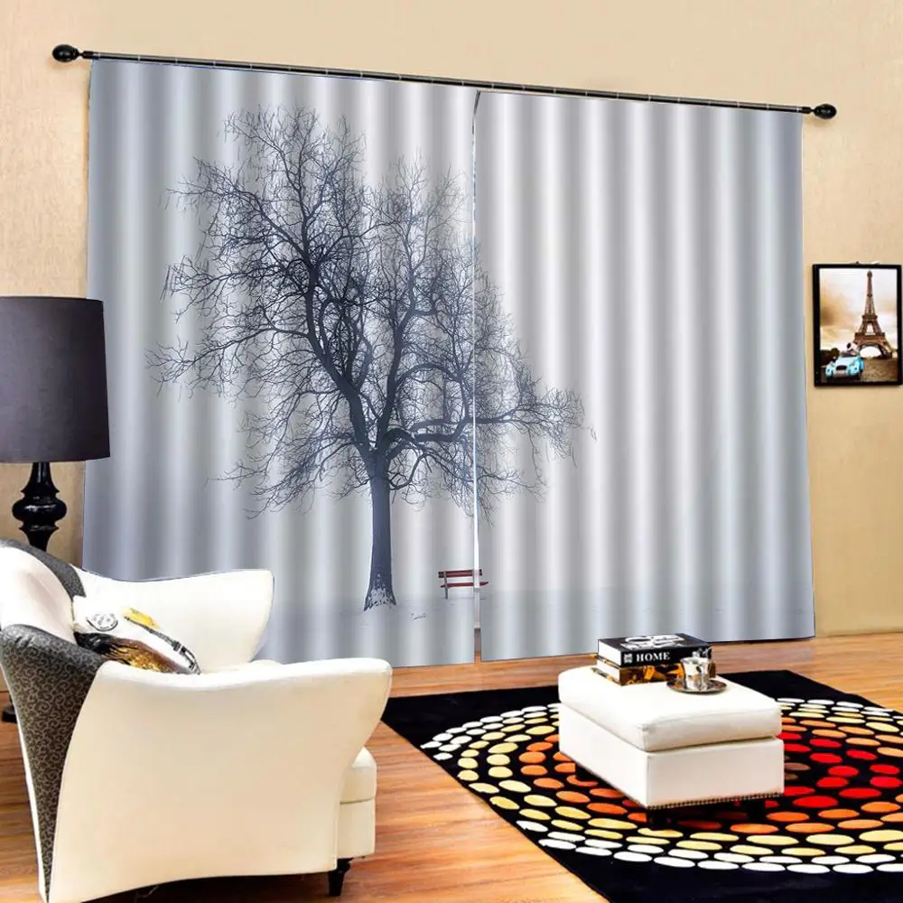 Blackout curtain Luxury Blackout 3D Window Curtains For Living Room Bedroom Customized size fog tree curtains for bedroom