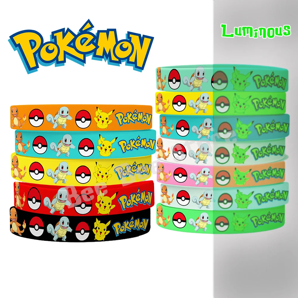 

Pokemon Silicone Bracelet Pikachu Charmander Anime Action Figures Toys Children Wristband Bracelets Birthday Party Cosplay Gifts