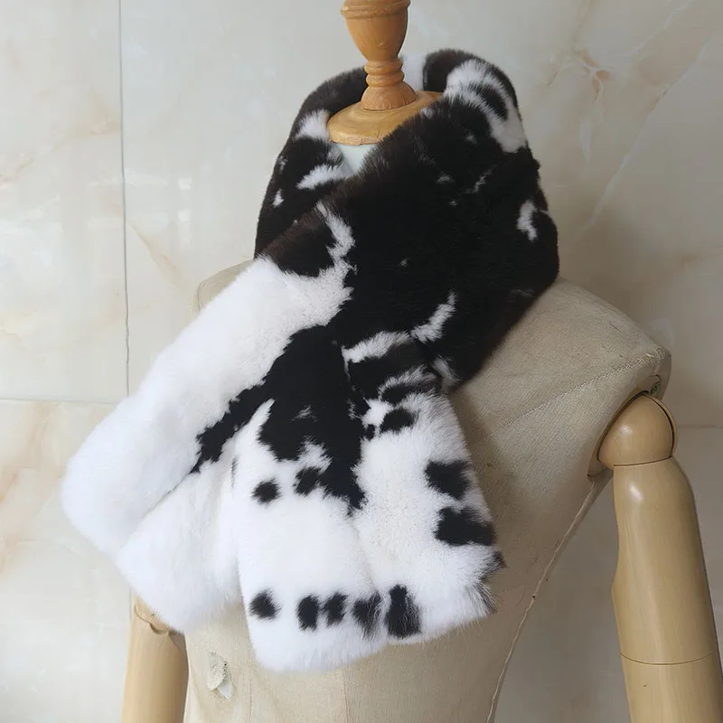 

High Quality 2026 Natural Rex Rabbit Fur Scarf Women Fashion Thick Warm Genuine Fur Scarves Female Real Neck Warmer