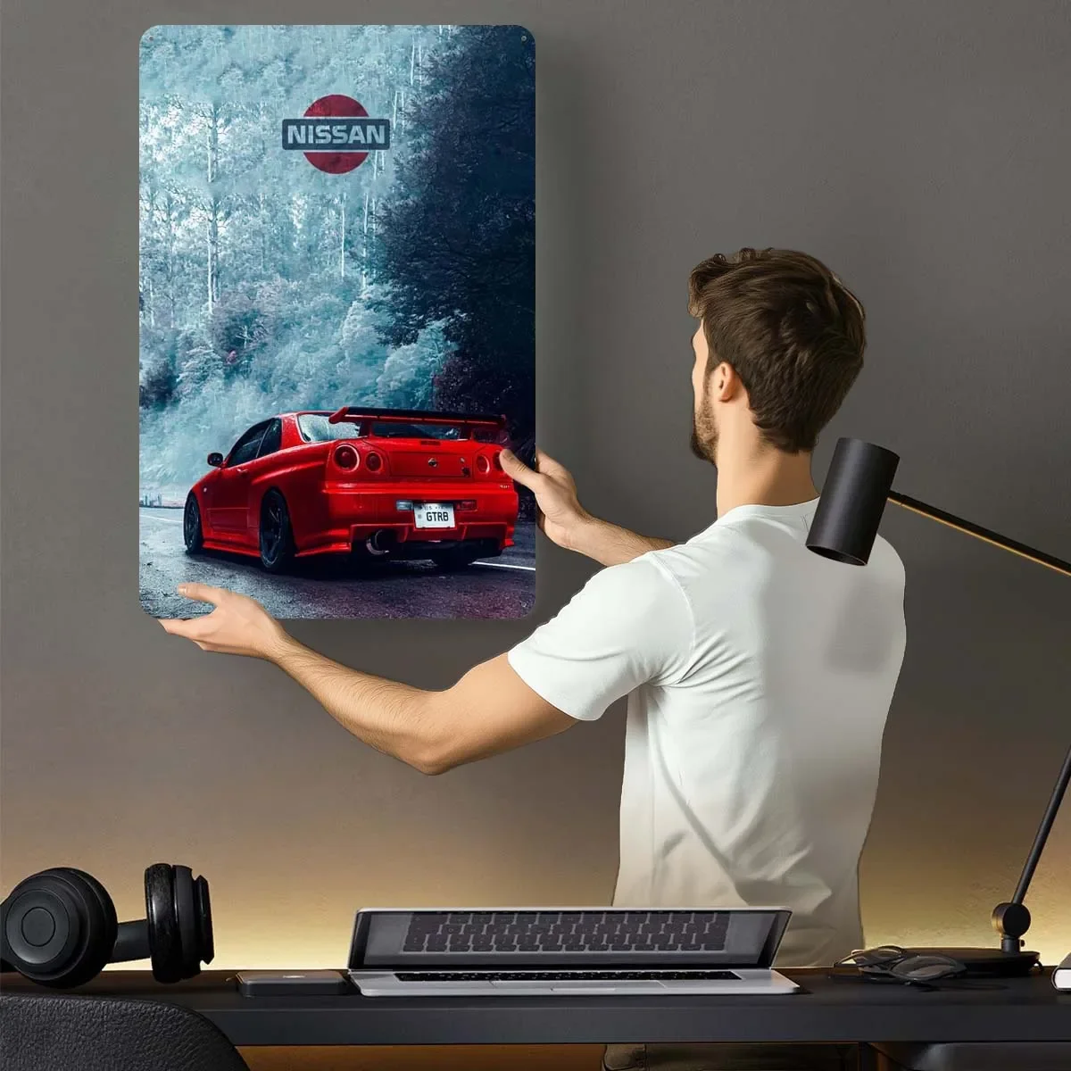 Nissan Skyline GTR R34 Metal Signs Classic Car Poster Art Mural Tinplate Sign for Garage Wall Art Decoration Vintage Home Decor