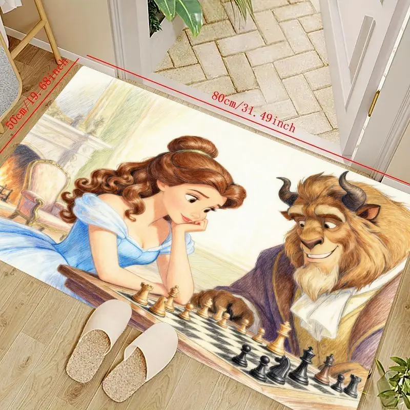 

1 шт. Ковер на тему «Красавица и чудовище» для гостиной, декоративный напольный коврик 31,49 дюйма, идеально подходит для входа в дом, детская площадка для игр