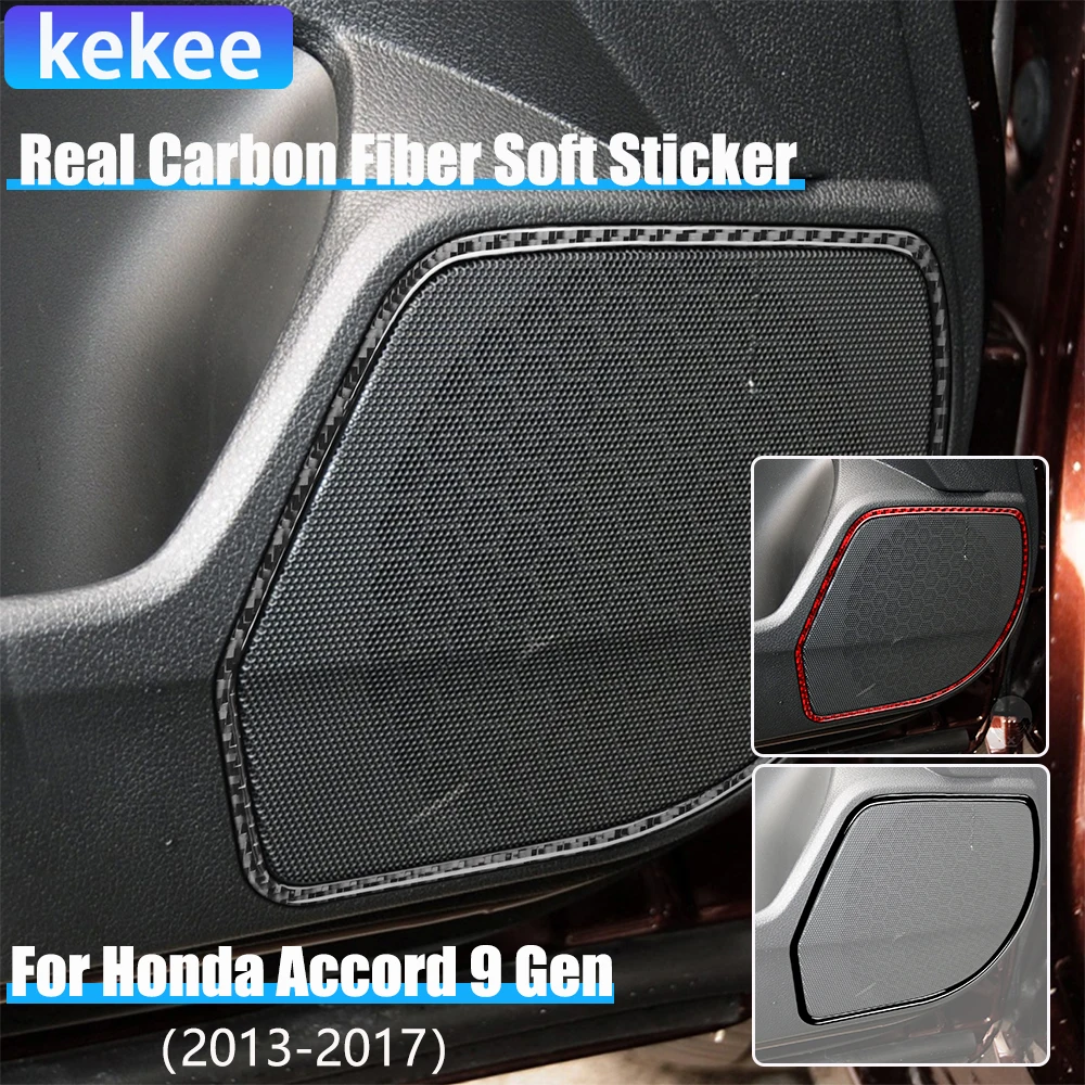 

Настоящее углеродное волокно, автомобильные аксессуары, дверной динамик, декоративная рамка, мягкая наклейка для Honda Accord 9 поколения 2014 2015 2016 2017
