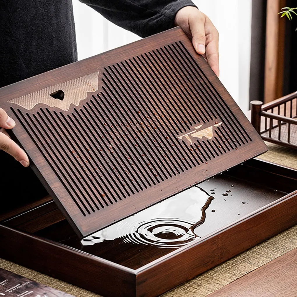 New Chinese Natural Bamboo Tea Tray Water Storage Kung Fu Tea Set  Dry Wet Dual Use Simple Tea Board Tea Storage Tray