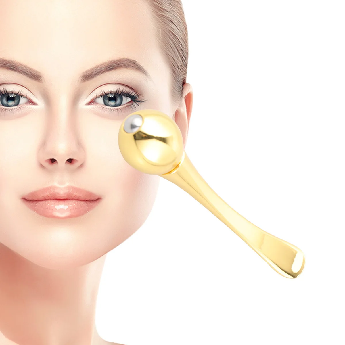 Crema para ojos dorada, aleación de Zinc, Mini herramienta portátil de masaje para el cuidado de la piel de la cara y los ojos para absorción y circulación