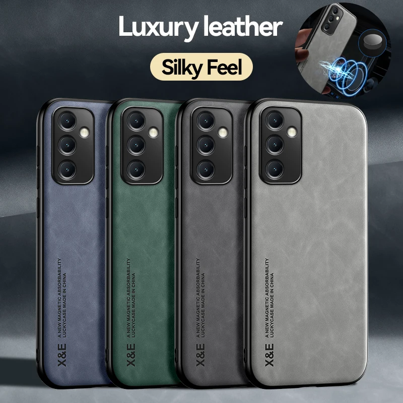 Leather Magnetic Shockproof Case for Samsung Galaxy A26 A25 A23 A24 A22 4G 5G with Metal Plate Protective Cover Soft Phone Shell