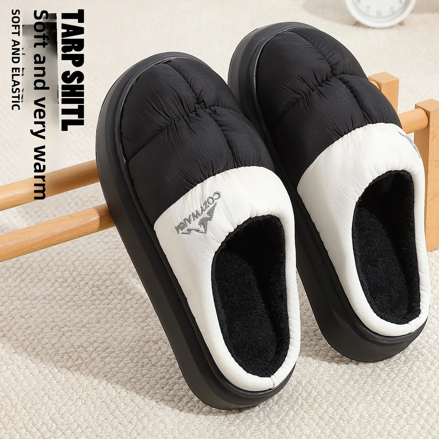 Lange, dicke, warme Winterhausschuhe aus Plüsch, wasserdichte Outdoor-Hausschuhe für Damen, Unisex, in verschiedenen Farben, rutschfeste Baumwollschuhe, bequem für Damen. – Detail 12