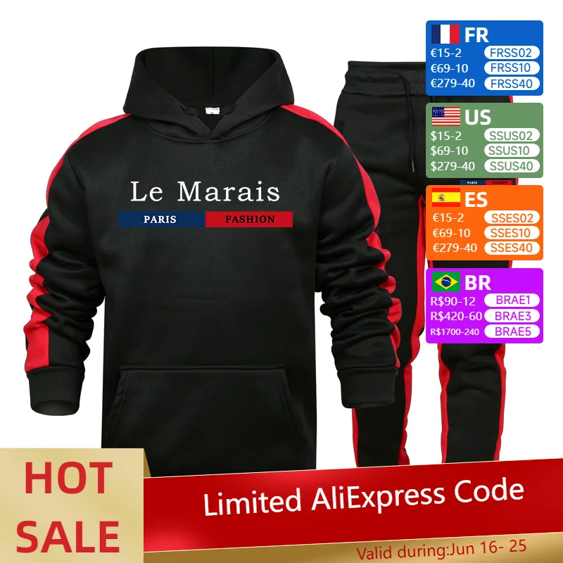 

Le Marais Fashion Men's Tracksuit Hoodies and Sweatpants Autumn Winter Daily Casual Sports Jogging Suit Male Home Outdoor Outfit