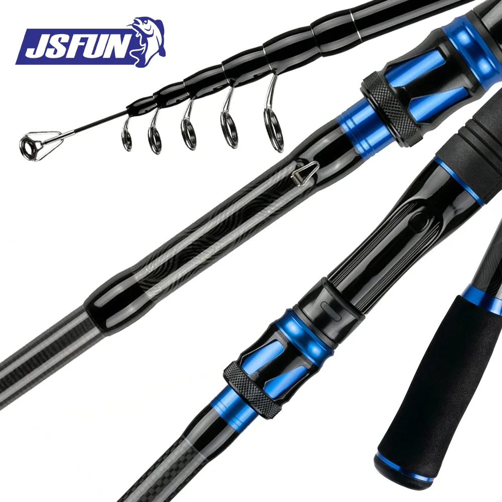

JSFUN Telescopic Lure Rod M Action Carbon Fiber Spinning 3.3M/3.6M Fishing Rod Portable Travel Rod for Bass Trout