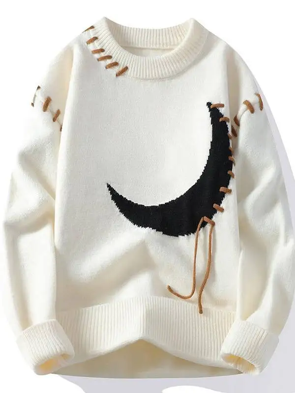 

Cisas Red Knitted Sweater Men's Base Layer irt Student Couple Preppy Sle Long Sve round Ne Warm Casual Top