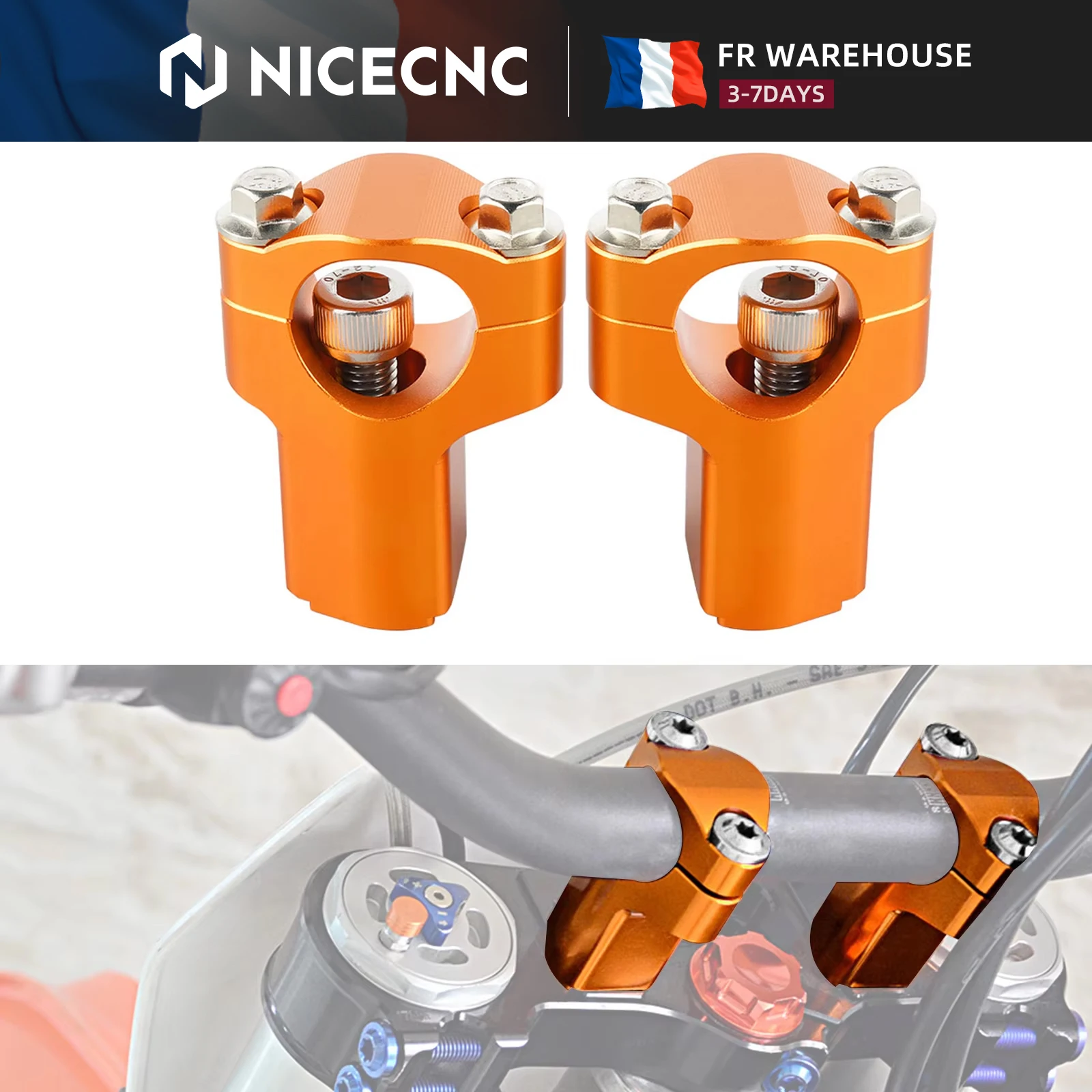 Morsetto Manubrio Rialzato 52MM per KTM EXC 300 EXC 250 EXCF 350 EXC 450 XCW 300 2016-2023 SX125 SXF 250 SXF 450 2005-2015