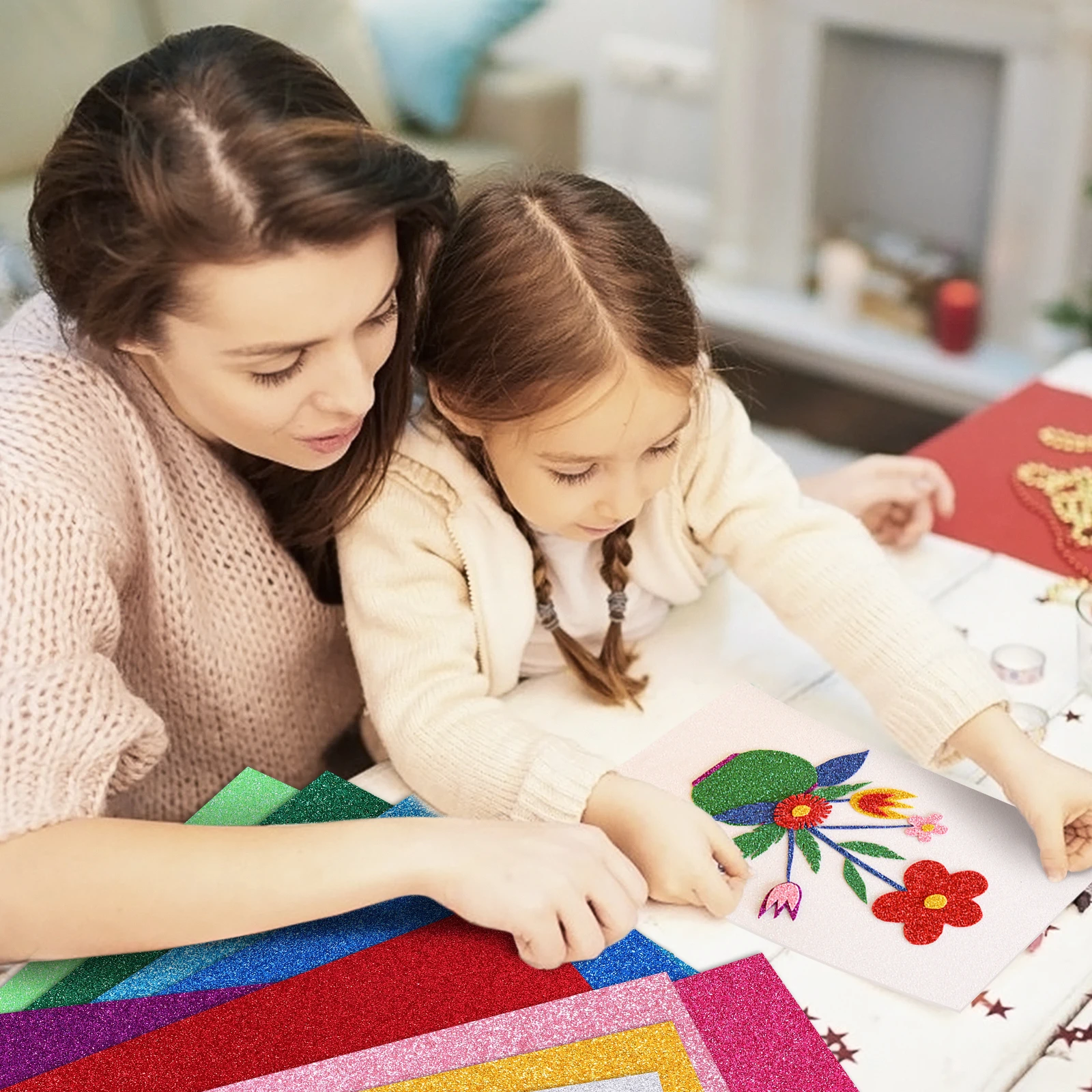 

10pcs Colorful Eva Sheets A4 Glittering Paper For Diy Scrapbooking Projects Thick Flexible Crafting Sheets Kids Art Craft Decor