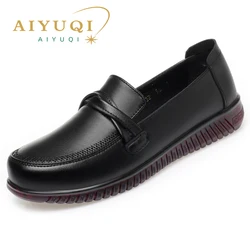 AIYUQI Female Flats Shoes Genuine Leather 2024 Spring New Round Head Women's Casual Shoes Large Size 41 42 Women's Mom Shoes