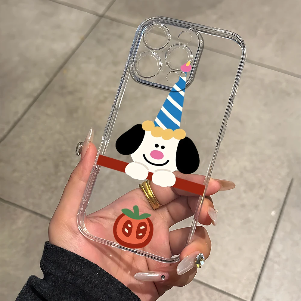 Party hat puppy Silicone Phone Case for iPhone 17 16 15 14 13 12 11 Pro Xs Max Air Mini 7 8 6 6s Plus SE 2020 2022 Cover