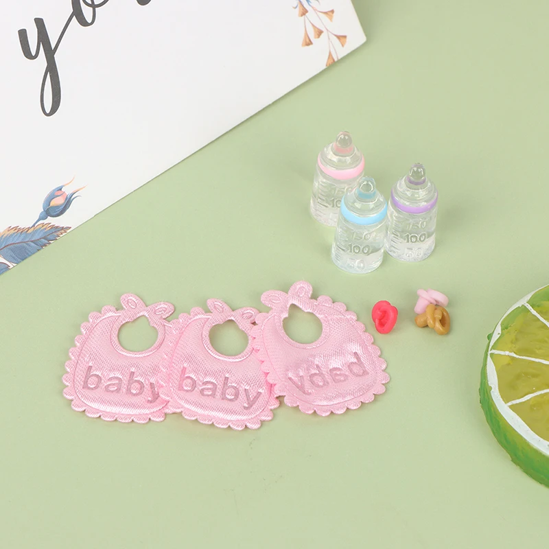 1:12 ตุ๊กตา House Miniature ขวดนม Pacifier Bibs ชุดเนอสเซอรี่อุปกรณ์เสริมของขวัญ