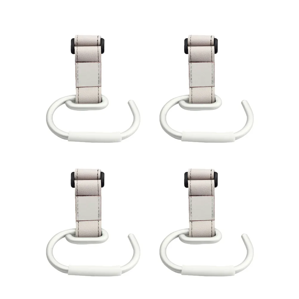 4Pcs Lightweight Aluminum Alloy Stroller Hooks Fully Rotatable Reusable Stroller Hanger for Grocery Diaper Daily Items